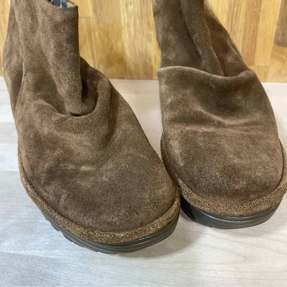 Fly London Yama Wedge Ankle Boot Brown Suede 40